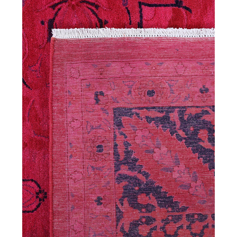 Overdyed Hand-Knotted Wool Modern-Contemporary Pink Area Rug 10' 5" x 13' 10"
