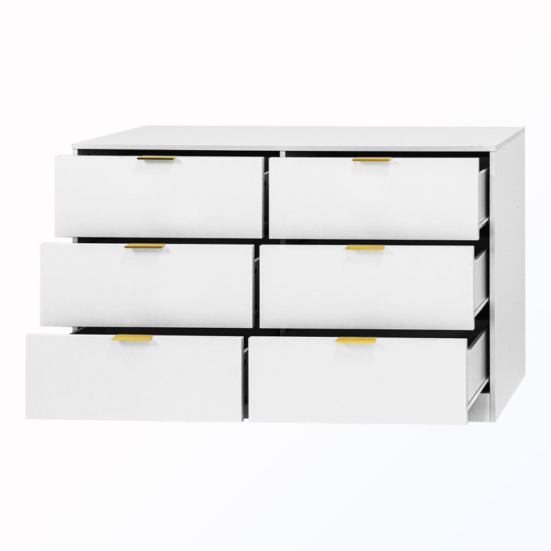 Commode d'appoint avec 6 tiroirs, White