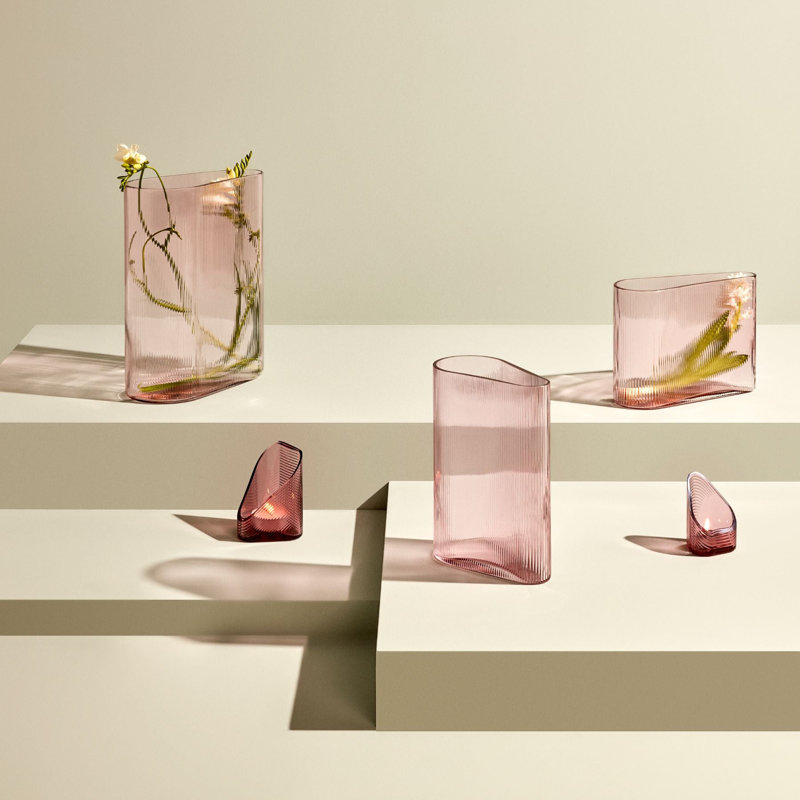 Mist Handmade Lead Free Crystal Table Vase, 8.25" H x 10.63" W x 4" D