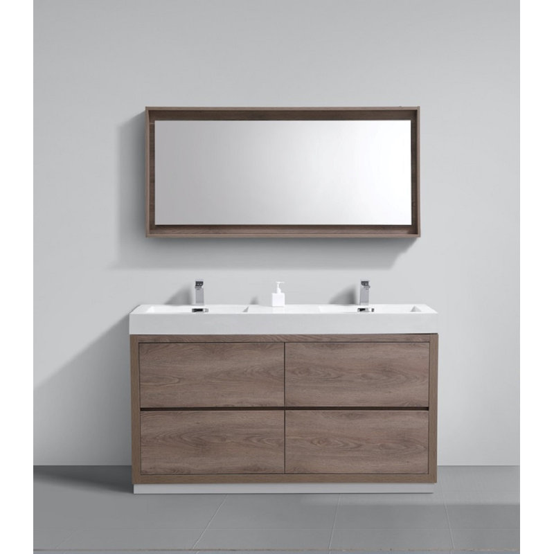 Bryian 59 " W Freestanding Standard Double Vanity Bathroom Vanity With Plastic Top