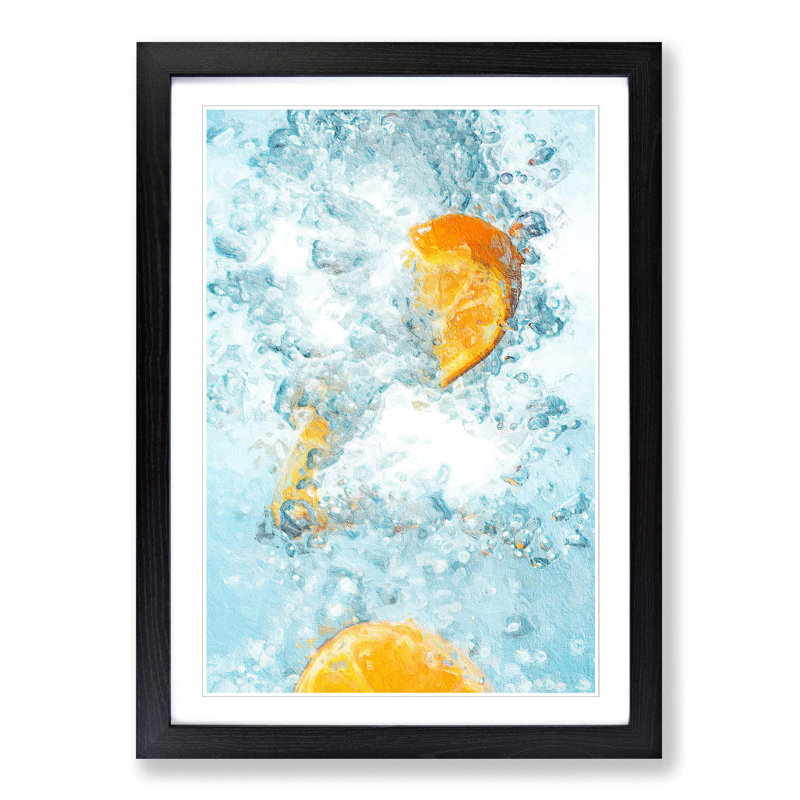 Orange in the Water - Picture Frame Painting Print, Black Framed, 65cm H x 48cm W x 2cm D