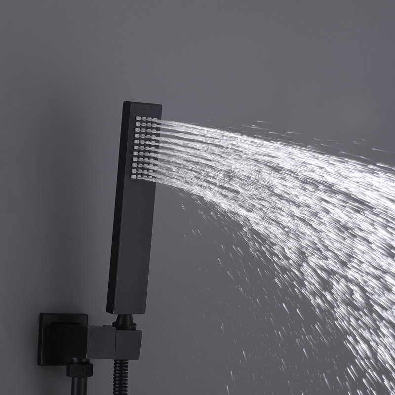 Système de douche à affichage numérique 11 * 7 ", pomme de douche au plafond en laiton massif avec douche à main et 6 jets de corps