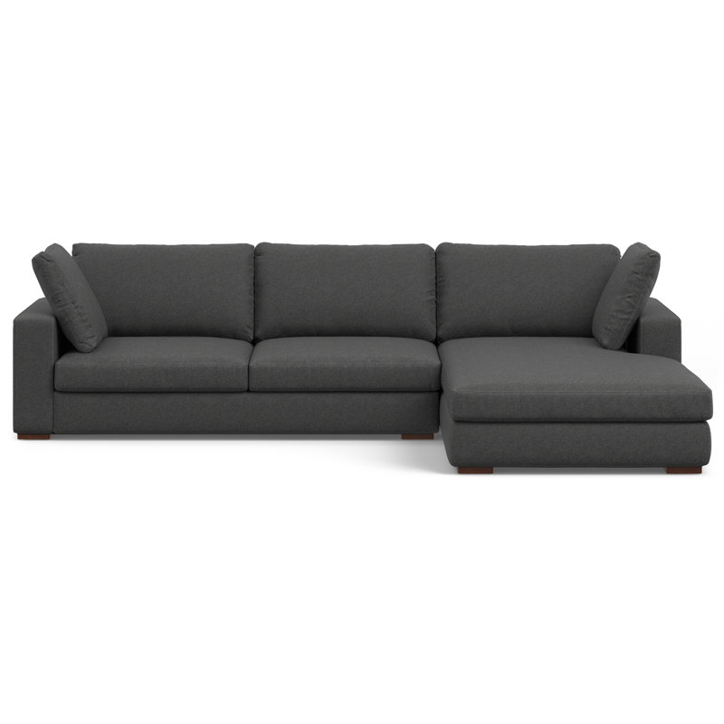 Tatum Large Deep Seater Right Sectional Sofa L-Shaped Performance Fabric Sofa in Contemporary Style, Pebble Gray