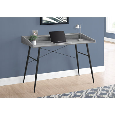 Modern Work Desk With Storage Space, 48"l, Grey Laminate And Black Metal Office For Home, Options