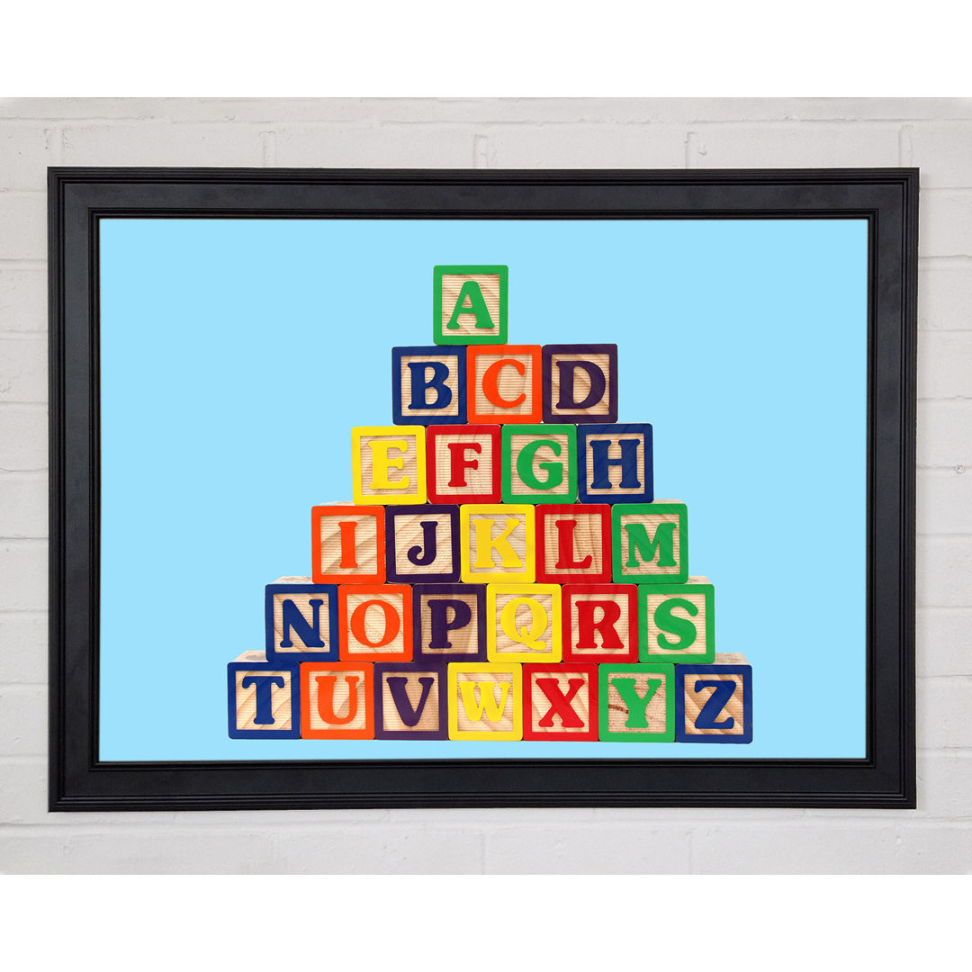 Alphabet Blocks Baby Blau Gerahmter Druck