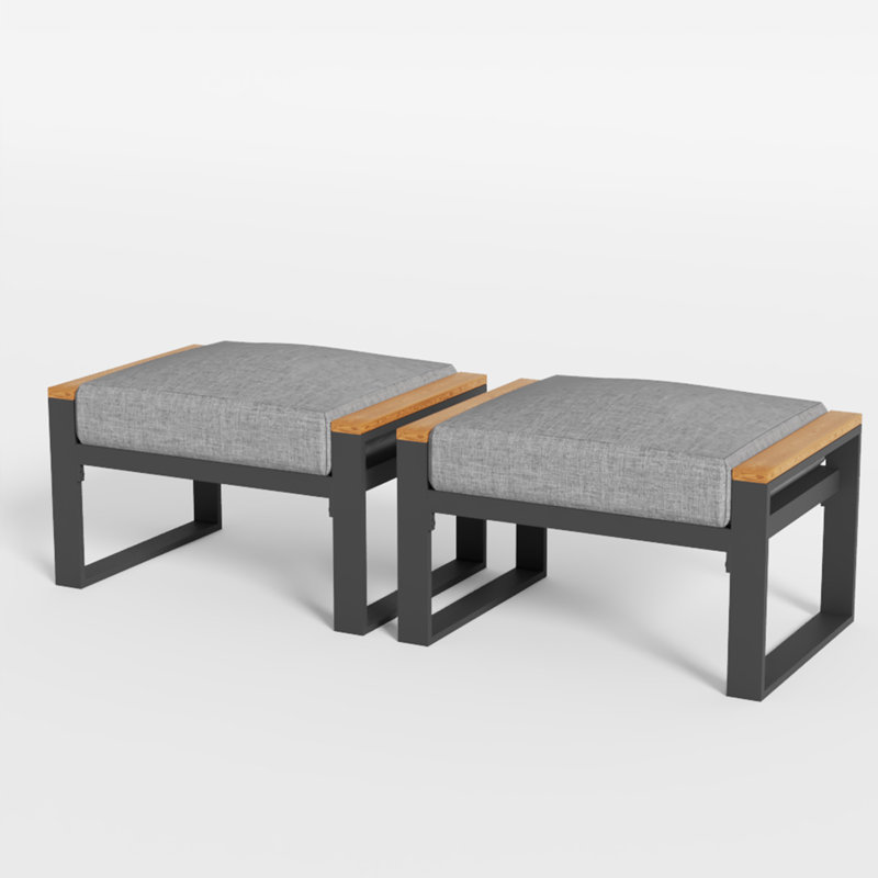 Repose-pieds d'extérieur en aluminium 2 pièces avec coussin en oléfine, Gris