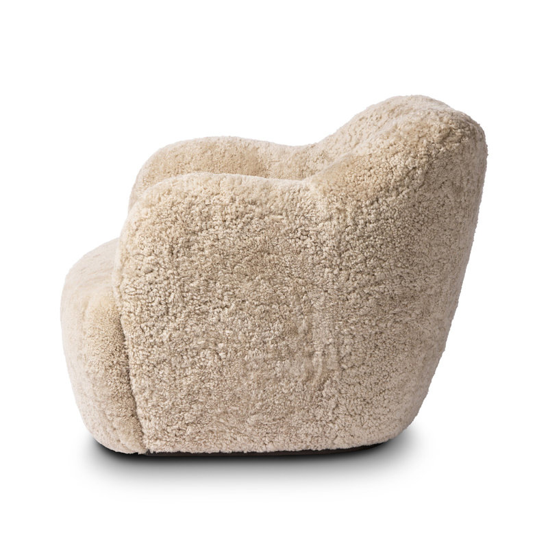 Alaska Upholstered Club Chair, Beige Shearling Genuine Fur