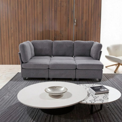 Canapé-lit modulaire 6 pièces avec rangement, canapé-lit convertible avec méridienne