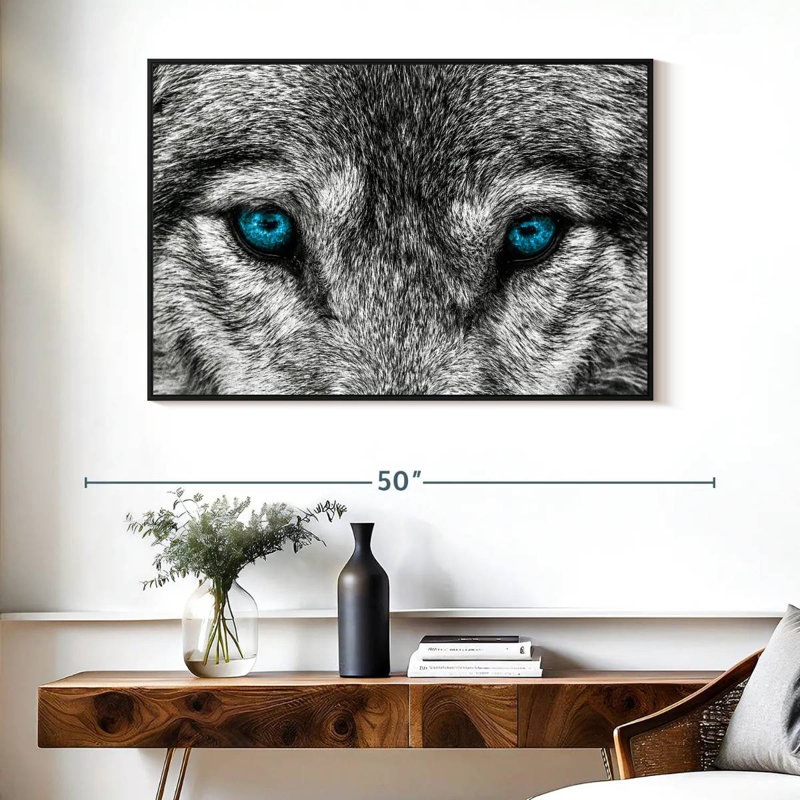 Loup frais, Cadre flottant noir, 40 po x 27 po