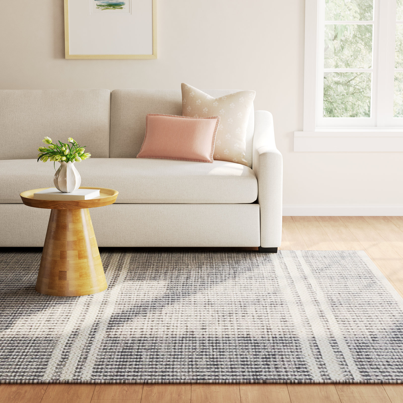 Malta Hand-Woven Striped Wool Rug, Runner 2'6" x 8', Gray