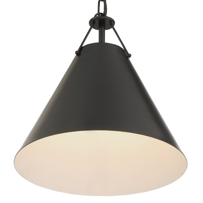 Luminaire suspendu conique à 1 lumière Kinston, Noir, Noir, noir, noir, noir