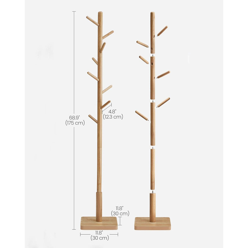 Freestanding 8 - Hook Coat Rack, Natural Beige