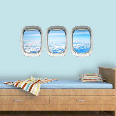 Décalcomanie murale aéronautique pour fenêtre d’avion pour enfants