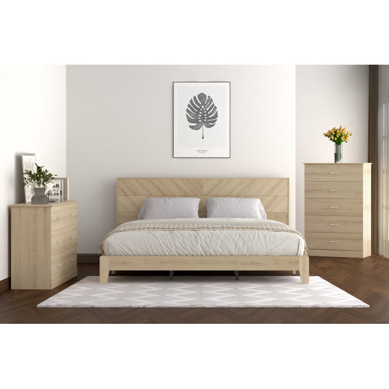 Curtis 3 Piece Bedroom Set, King, Amber Walnut