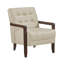 Chaise d'appoint de style moderne en cuir beige avec revêtement capitonné et détails en noyer-953391810