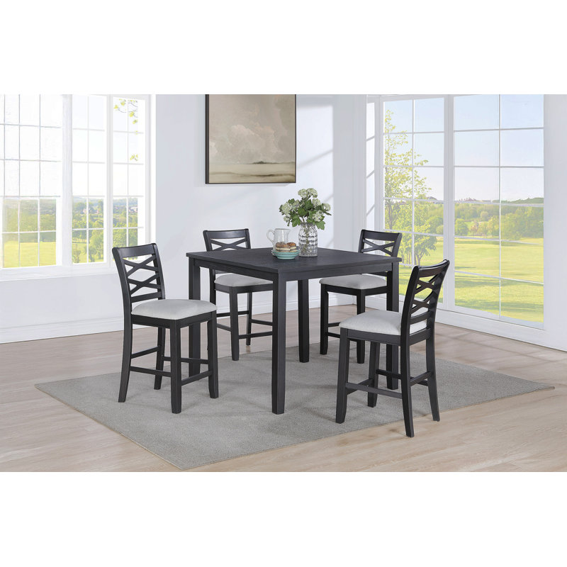 Table 5 pièces à hauteur de comptoir gris anthracite