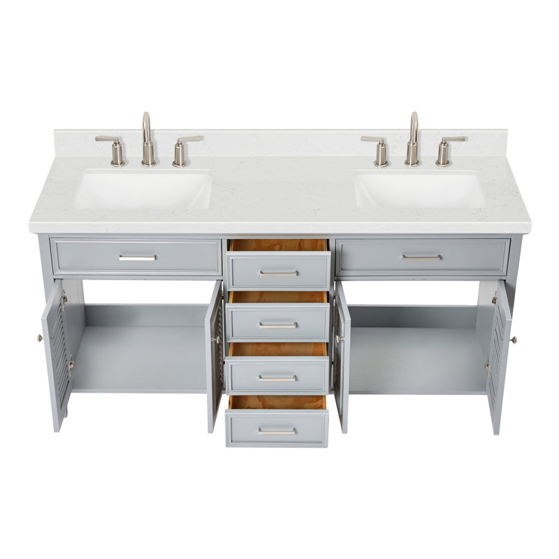 Kensington 73'' W Vanity, Gray, 72", Carrara White Quartz