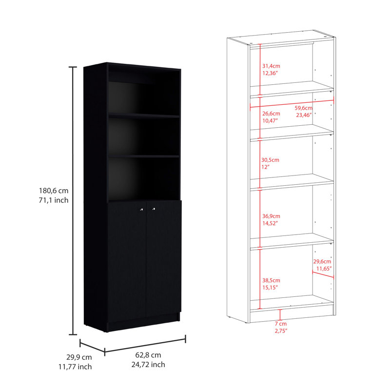 3 Piece Living Room With Black Bookcases - Functional And Modern Storage 3 Bookcase In Versatile Doors For Privacy Organization