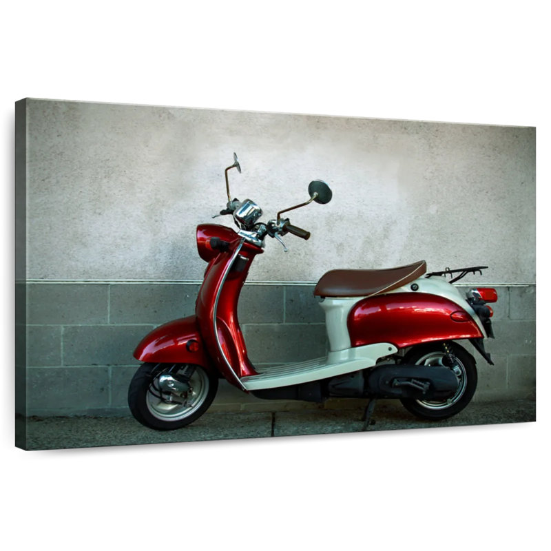 Parked Retro Scooter, 8" H x 12" W