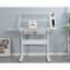 Bureau réglable à manivelle avec bureau inclinable et rangement latéral - option 2 tiroirs en métal blanc, tabouret