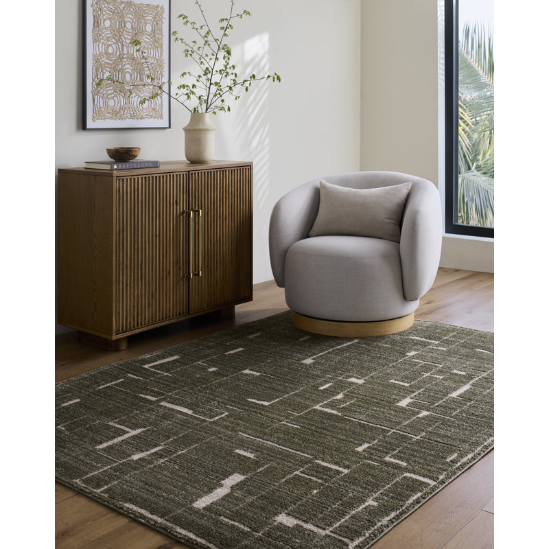 Tapis tissé à la machine ELLE Décor X Livabliss Alma, Vert, Rectangle 6 pi 7 po x 9 pi
