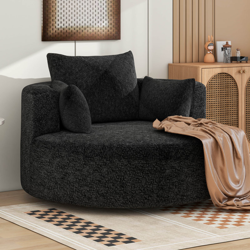 Fauteuil d'appoint pivotant avec 3 coussins amovibles