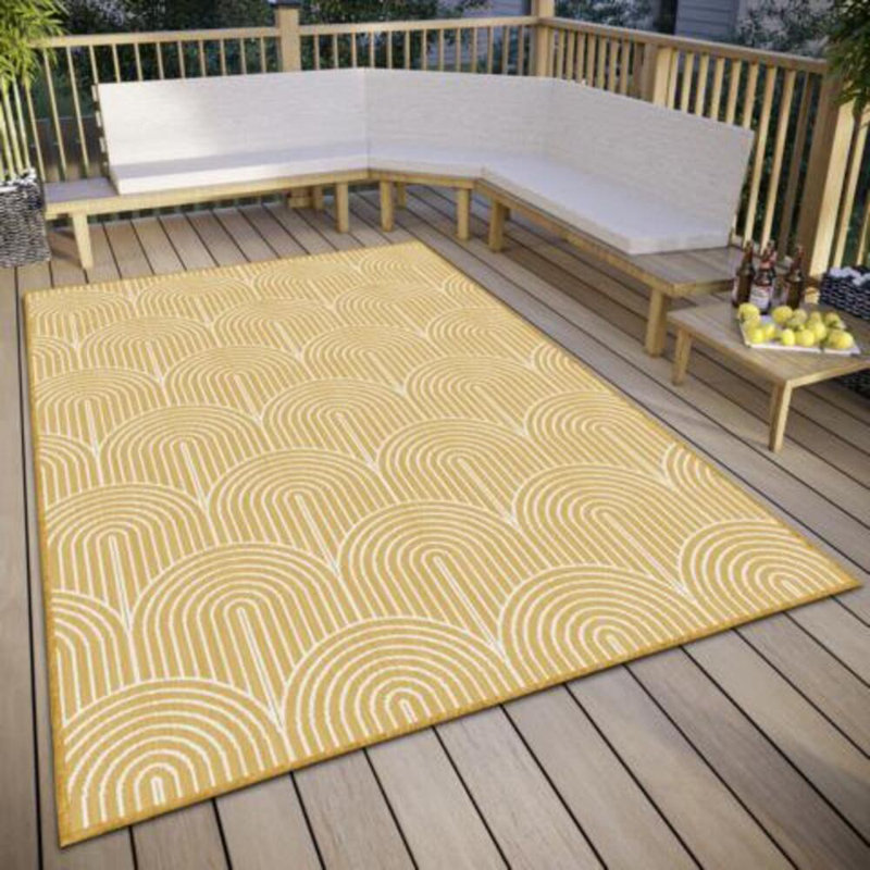 Pangli Machine Woven Ocher/White Indoor/Outdoor Rug, Rectangle 160 x 230cm
