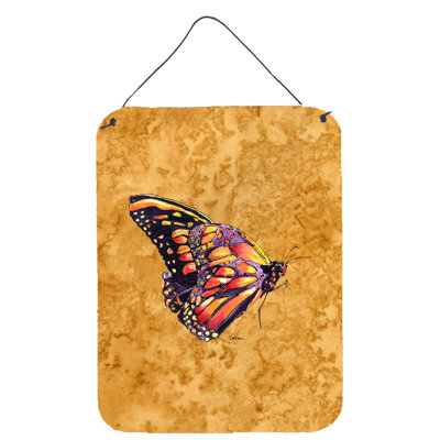 « papillon on gold » par sylvia corban-impression sur toile sans cadre, impression sur métal
