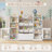 Kirklyn 55.3"W Bookcase With 6 Removable Bins And 1 Large Drawer, Wood White Storage Kids Bookcase