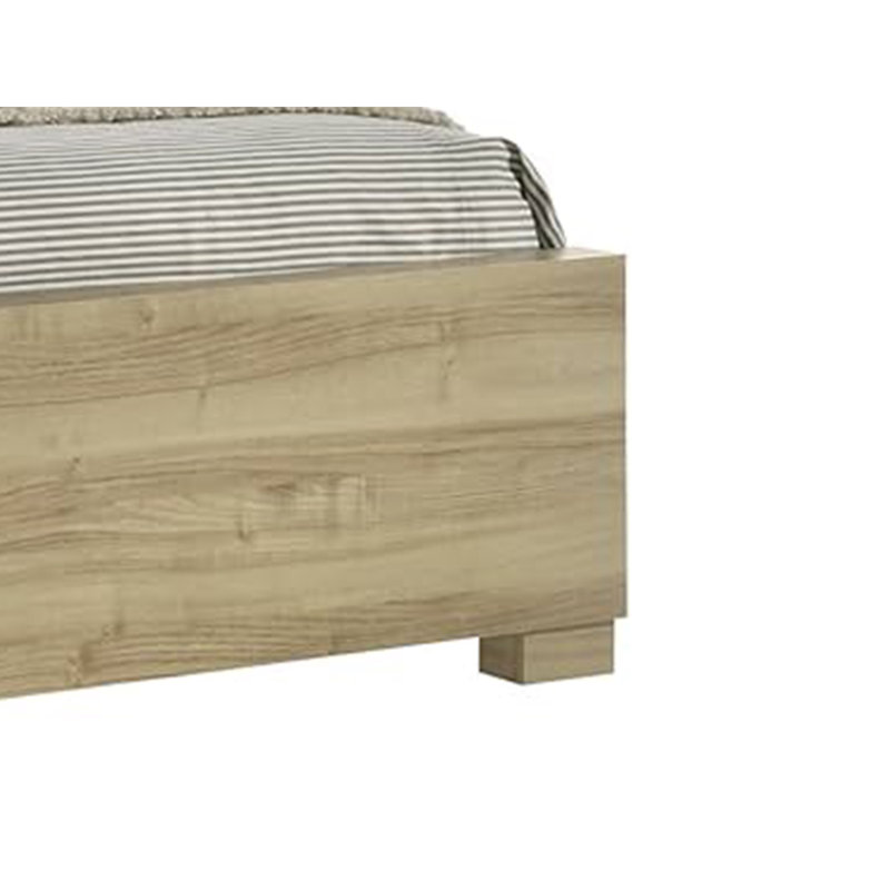Lit Amey avec éclairage intégré, garniture, bois flottant, Grand, Blanc / brun naturel