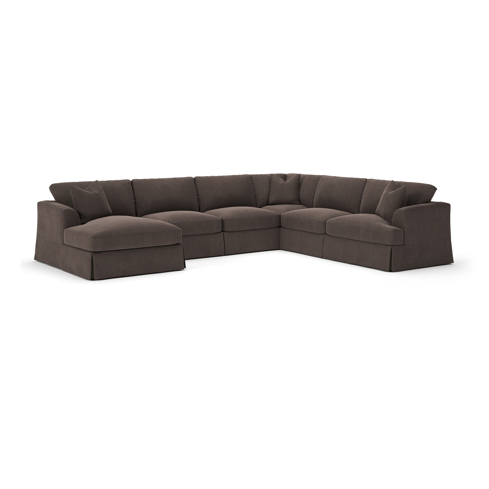 Lucia Upholstered Chaise U-Sectional, Left Hand Facing, Bella Ash Performance Velvet