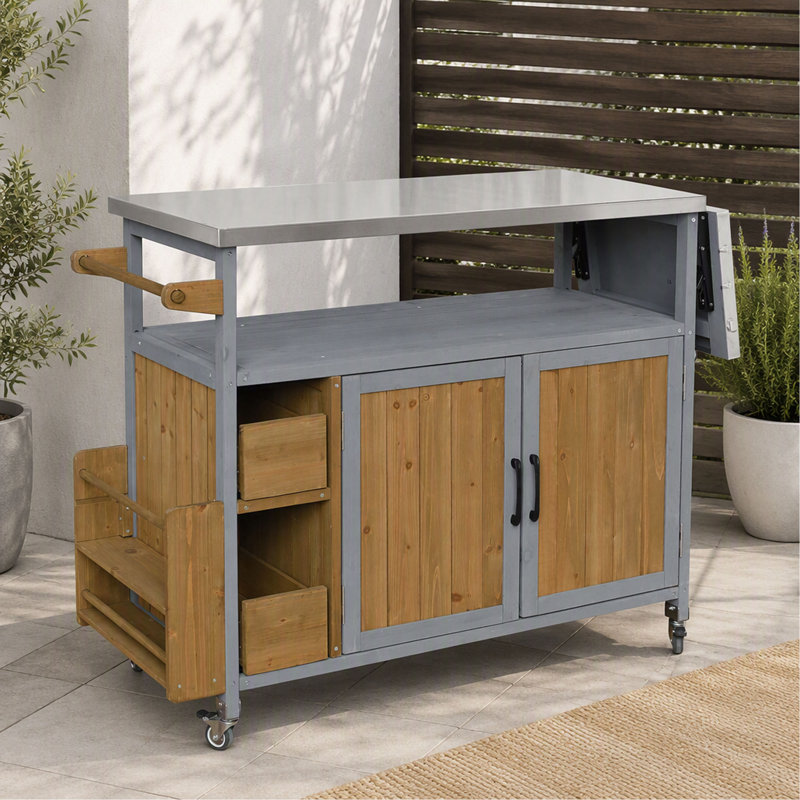 Chariot de cuisine pour l'extérieur 54,33 "Farmhouse, Stainless Steel