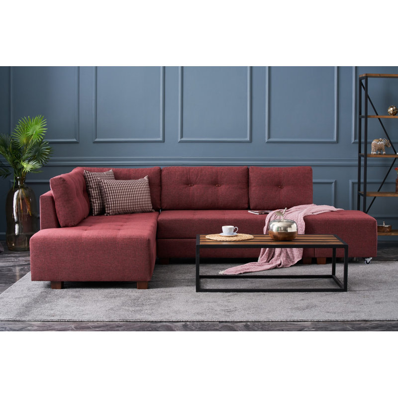 Canapé-lit large de 110,2 po Harjeevan, Orienté à gauche (vu de face), 100 % polyester rouge bordeaux