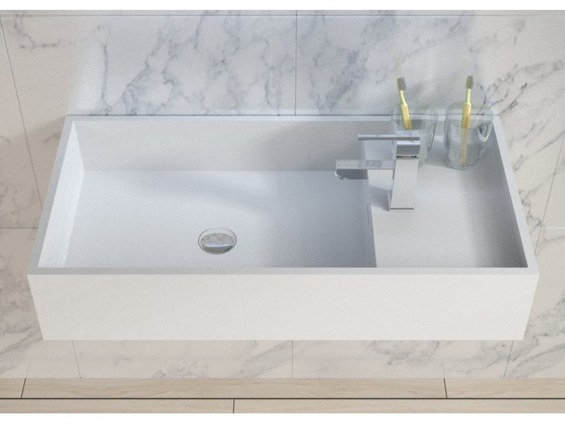 ADM Bathroom 15.7'' Resin Square Bathroom Sink, Glossy/White