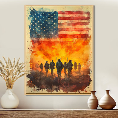 «California Gold Rush Cowboys And USA Flag I», art mural États-Unis