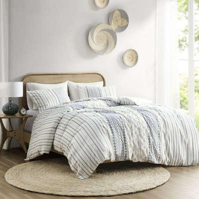 Housse de couette en coton très grand / très grand - chenille, motifs géométriques, sans produits chimiques avec multicolore, 4 attaches de coin, literie chaude et douce