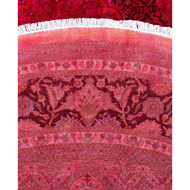 Overdyed Hand-Knotted Wool Modern-Contemporary Red Area Rug 8' 4" x 8' 5"