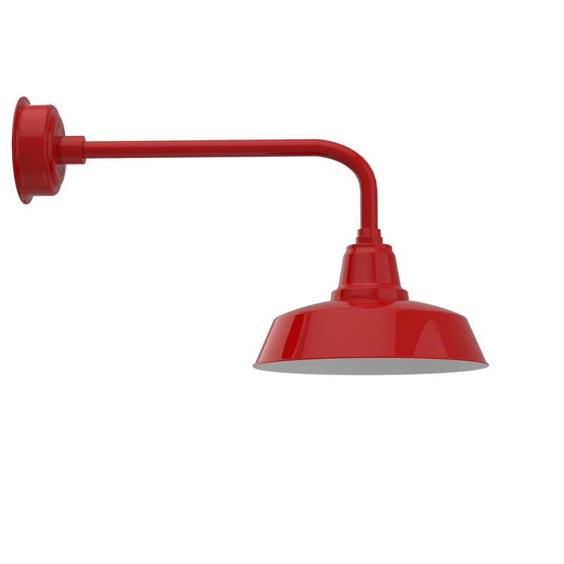 Luminaire de grange d’extérieur à del Vandervliet, Rouge cerise, 15.125" H x 28.25" W x 12.25" D