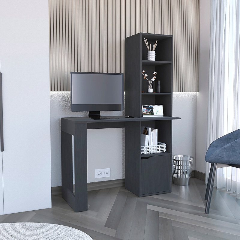 Bureau d'écriture avec bibliothèque et armoire, Noir