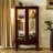 Curio Cabinet In Cherry With Mirrored Panel And 48.48 Pound Weight Back 25.26" Depth-1380932637-1380932634