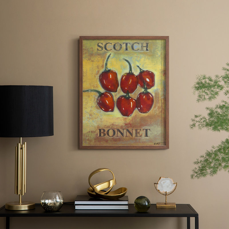 Scotch Bonnet, reproduction encadrée - bois massif, H 21 po x l 17 po, Noyer