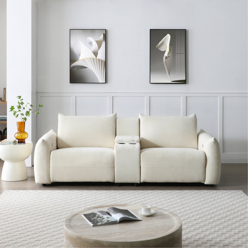 Canapé Power Lift avec 2 porte-gobelets et boîte de rangement, Lin beige