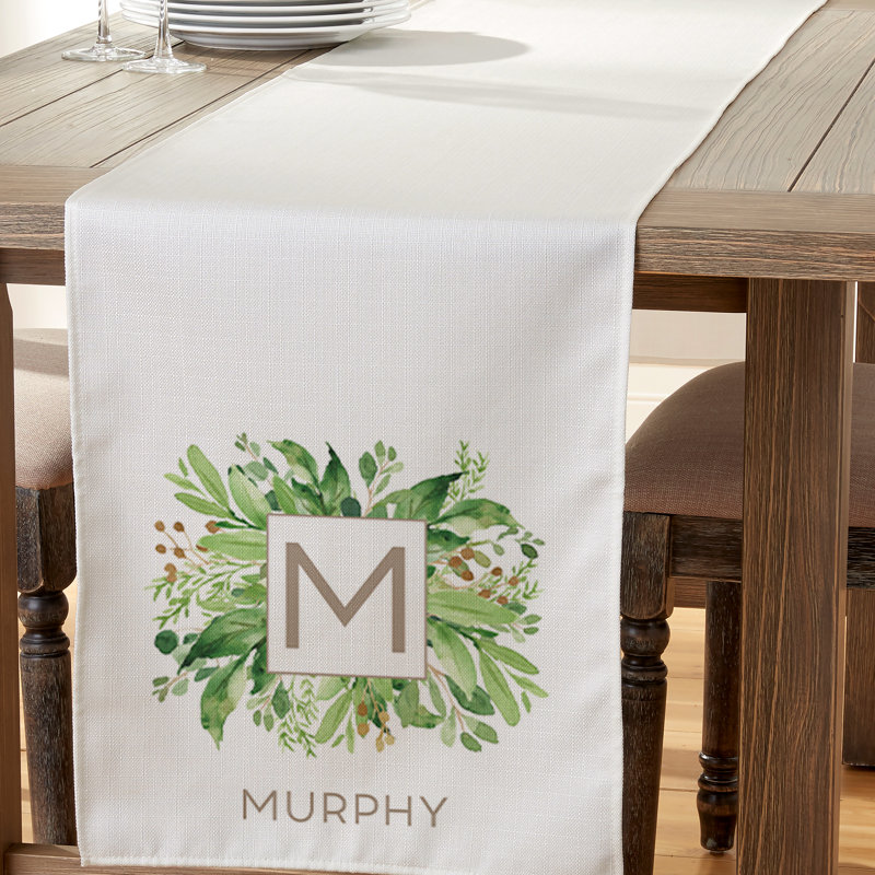 Greenery Monogram Personalized Table Runner, 16" x 60", Yes