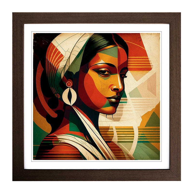 Indian Woman Constructivism - Framed Print, Walnut