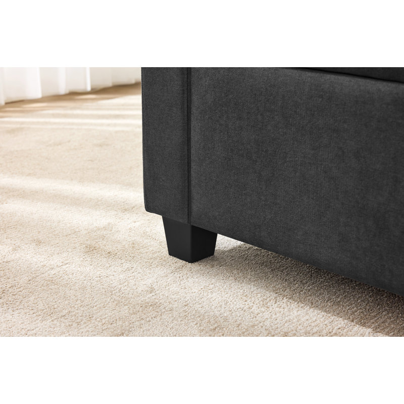 Banc avec repose-pieds 48,4 po avec rangement, Gris foncé