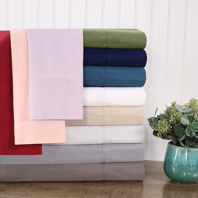 Woven 300 Thread Count 100% Cotton Percale Pillowcase, Standard, Ivory