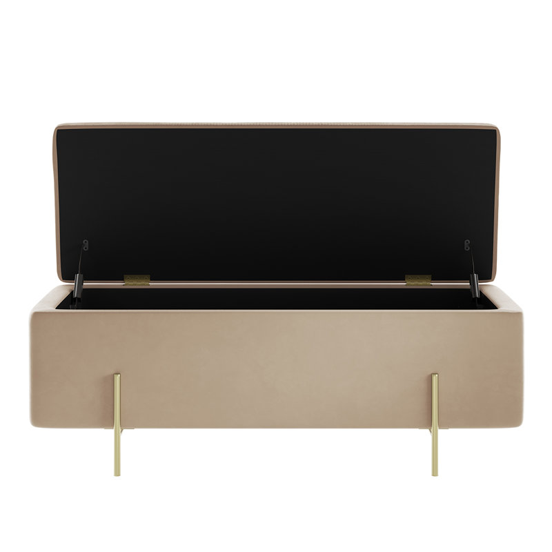 LOLA STORAGE OTTOMAN BENCH, Beige, Gold