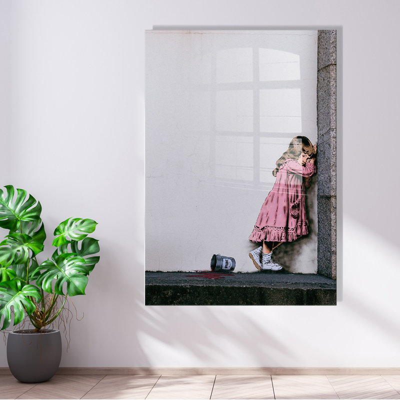 Stunning Banksy Tempered Glass Painting, 27.6 x 39.4 inches | 100% Tempered Glass, Thickness: 0.16 inches | Elegant Wall Art for Home Decor | Unique Contemporary Design, Perfect for Living Room & Office Spaces