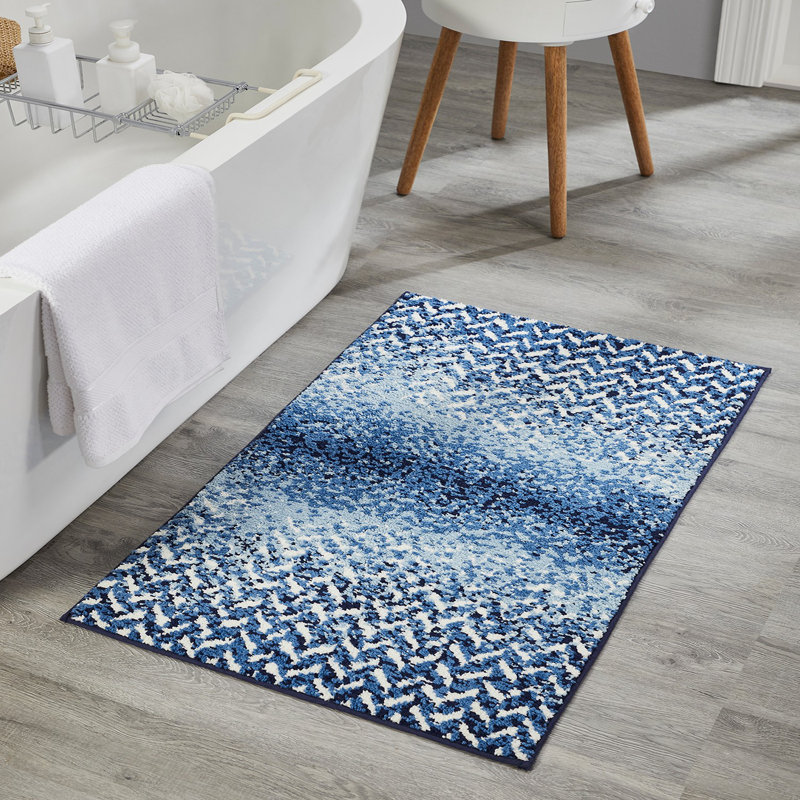 Tapis de cuisine / de salle de bain avec envers antidérapant Annaruth Collection, Tapis de couloir 20 po x 60 po, Bleu