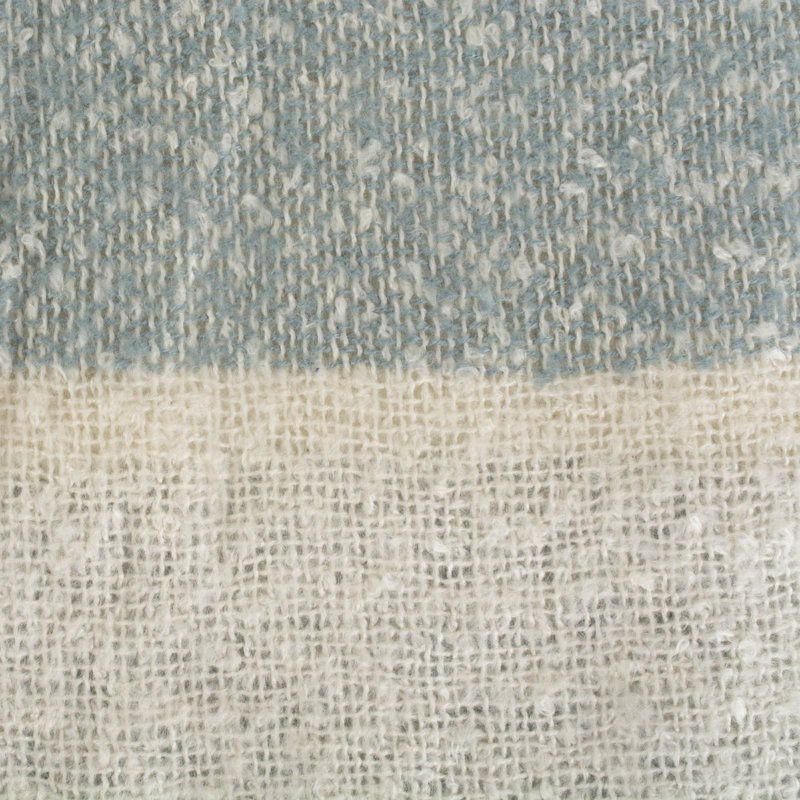 Blue and Beige Acrylic Rugby Stripe Throw Blanket